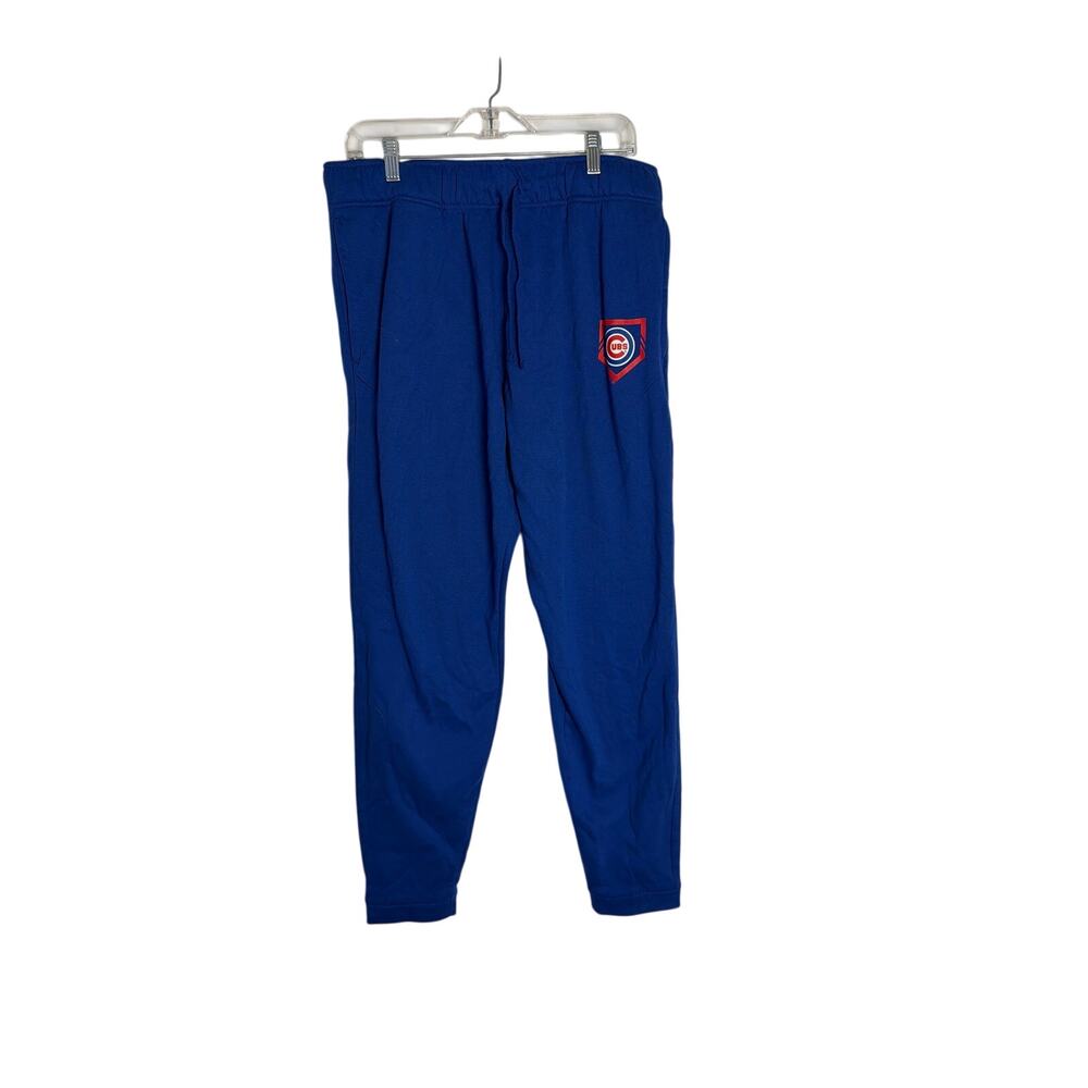 Majestic Chicago Cubs Mens Sweatpants Joggers Blue Fleece MLB Large